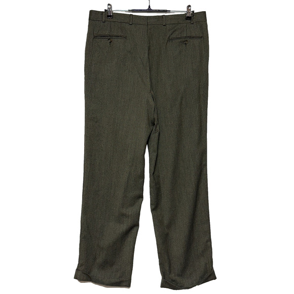 Polo Ralph Lauren Dress Pants Mens 36X32 Gray Wool Pleated Cuffed Actual 36X31 - Picture 2 of 9